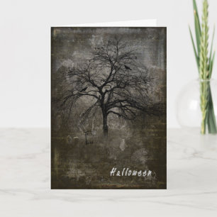 Cartes Pour Fêtes Annuelles Spooky Halloween Card with Ghosts and Gravestones