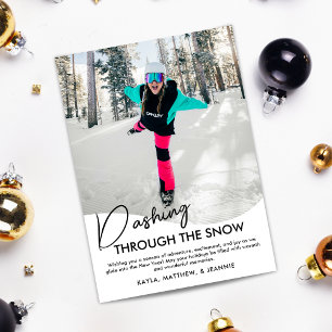 Cartes Pour Fêtes Annuelles Sports d'hiver dévalant dans la neige Photo
