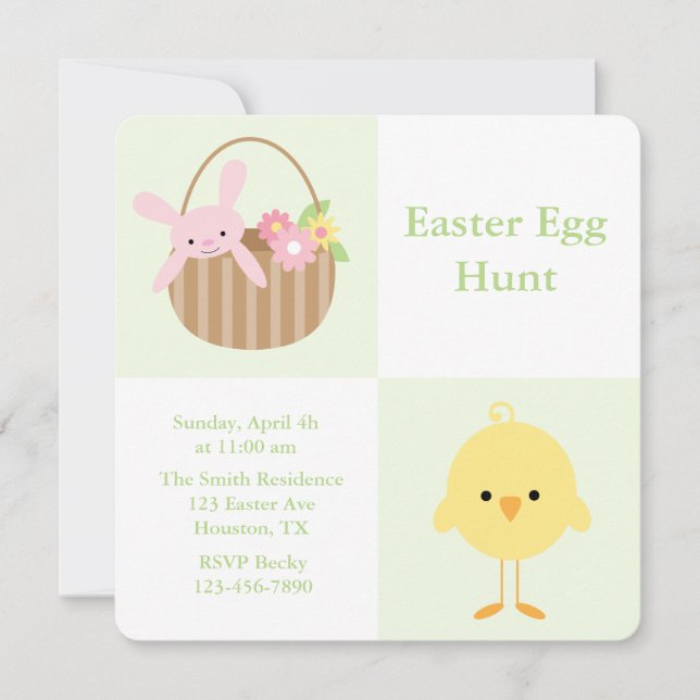 Cartes Pour Fêtes Annuelles Spring Friends Chasse aux oeufs de Pâques (Devant)