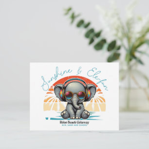 Cartes Pour Fêtes Annuelles Spring Sunshine and Ele-fun Retro Beach Getaway