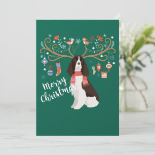 Cartes Pour Fêtes Annuelles Springer anglais espagnol renne de Noël chien