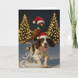 Cartes Pour Fêtes Annuelles Springer Spaniel and Pheasant Christmas card