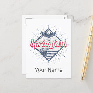 Cartes Pour Fêtes Annuelles Springfield City Illinois États-Unis Retro USA