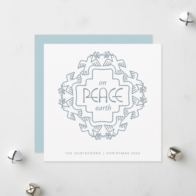 Cartes Pour Fêtes Annuelles Spruce Peace Dove Wreath (Devant/Arrière en situation)