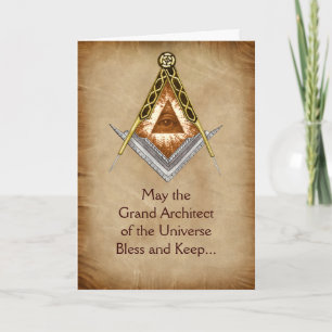 Cartes Pour Fêtes Annuelles Square and Compass with All Seeing Eye