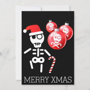Cartes Pour Fêtes Annuelles Squelette avec sucre de canne, chapeau santa