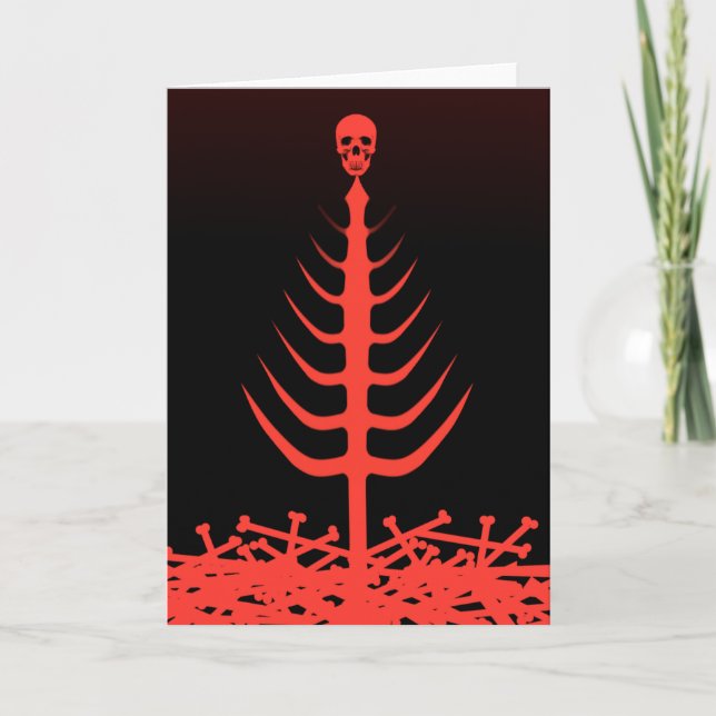 Cartes Pour Fêtes Annuelles Squelette de Noël Rouge (Devant)