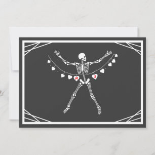 Cartes Pour Fêtes Annuelles Squelette Goth personnalisé avec Coeurs