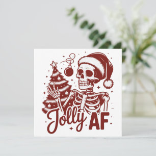 Cartes Pour Fêtes Annuelles Squelette joyeux AF Snarky Noël Sarcasme Drôle
