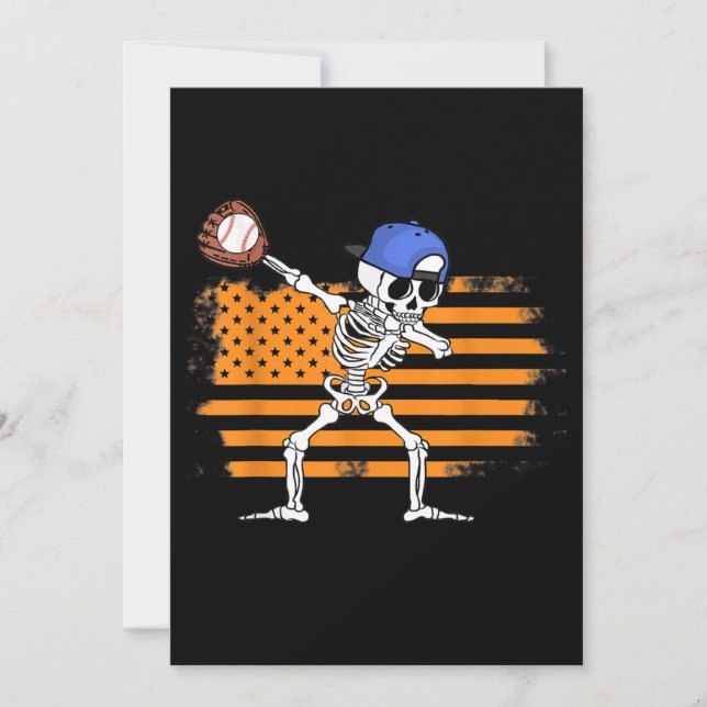 Cartes Pour Fêtes Annuelles Squelette qui Dabbe Baseball Drôle Halloween (Devant)