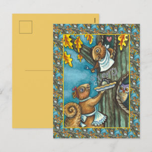 CARTES POUR FÊTES ANNUELLES SQUIRRELS & OWL THANKSGIVING, MAISON ACORN PIE