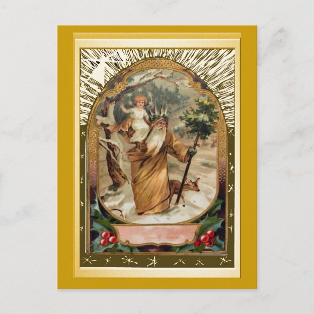 Cartes Pour Fêtes Annuelles St Christopher portant l'enfant Jésus (Devant)