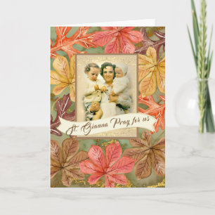 Cartes Pour Fêtes Annuelles St. Gianna Molla Thanksgiving Feuilles d'automne