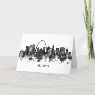 Cartes Pour Fêtes Annuelles St. Louis Missouri Skyline BW