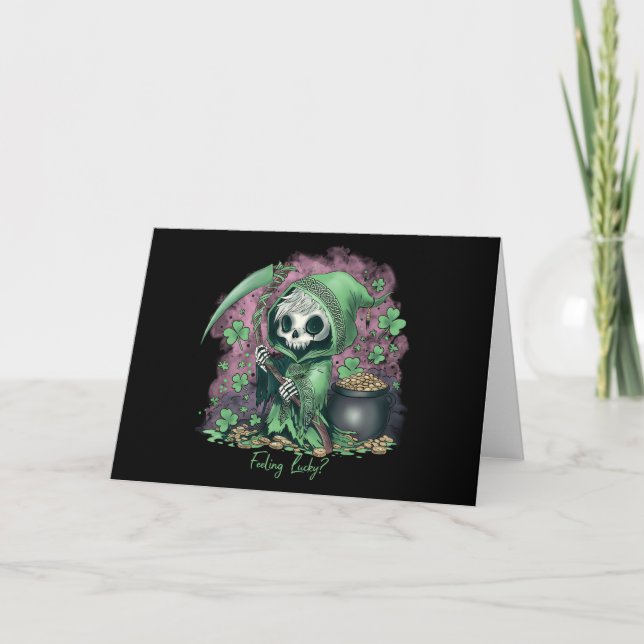 Cartes Pour Fêtes Annuelles St. Patrick's Day Grim Reaper (Devant)