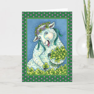 CARTES POUR FÊTES ANNUELLES ST. PATRICK'S DAY IRISH EWE, SHEEP & SHAMROCK