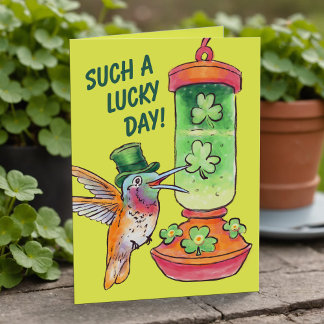 Cartes Pour Fêtes Annuelles St Patrick's Day Lucky Green Hummingbird Feeder