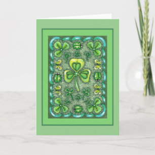 CARTES POUR FÊTES ANNUELLES   ST. SHAMROCKS D'ART FOLK DE LA JOURNÉE DE PATRIC