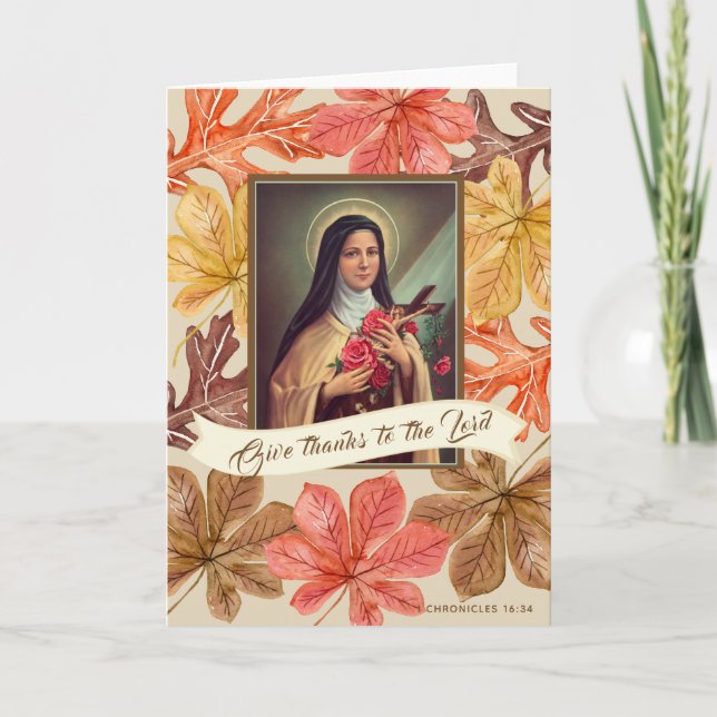 Cartes Pour Fêtes Annuelles St Therese Lisieux Thanksgiving Feuilles d'automne (Devant)