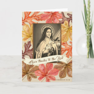 Cartes Pour Fêtes Annuelles St Therese Lisieux Thanksgiving Feuilles d'automne