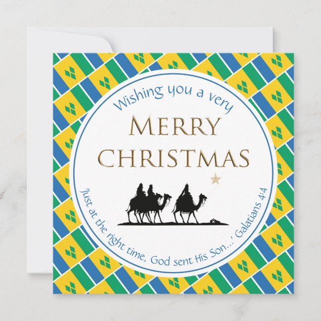 Cartes Pour Fêtes Annuelles ST VINCENT DRAPEAU Trois Mages Noël (Devant)