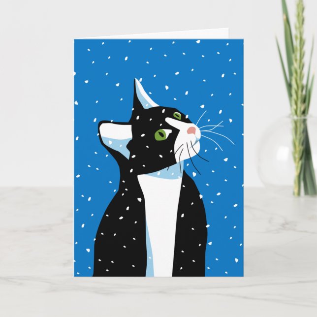 Cartes Pour Fêtes Annuelles Stages de chats de Noël à Snowflakes (Devant)