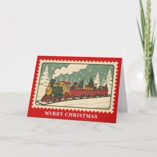 Cartes Pour Fêtes Annuelles Stamp de Noël en train de vacances Retro