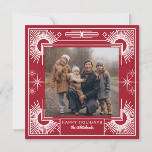 Cartes Pour Fêtes Annuelles Star Art Deco Photo Happy Holiday Red