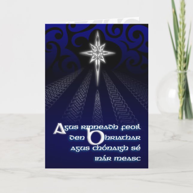 Cartes Pour Fêtes Annuelles Star de Noël celtique (Gaeilge) (Devant)