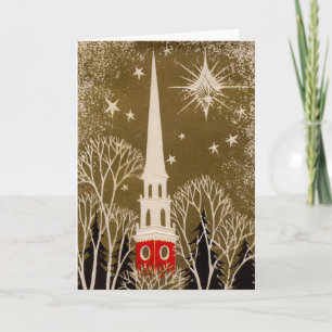 Cartes Pour Fêtes Annuelles Star de Noël et Steeple en or
