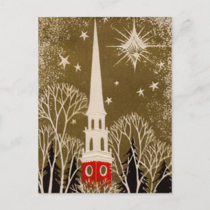 Cartes Pour Fêtes Annuelles Star de Noël et Steeple en or