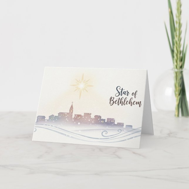 Cartes Pour Fêtes Annuelles Star of Bethlehem Christmas Nativity Skyline Art (Devant)