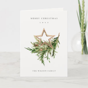 Cartes Pour Fêtes Annuelles Star Orament Pine Branch Faune Joyeux Noël