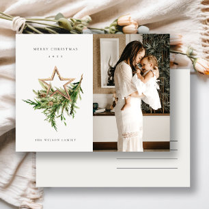 Cartes Pour Fêtes Annuelles Star Orament Pine Fauna Photo Joyeux Noël
