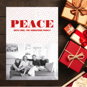 Cartes Pour Fêtes Annuelles Starred Peace Holiday Photo Card   Red