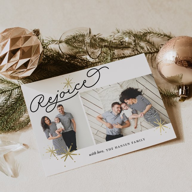 Cartes Pour Fêtes Annuelles Starred Rejoice | Deux photos (Créateur téléchargé)