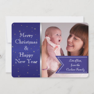 Cartes Pour Fêtes Annuelles Starry Midnight Blue Elegant Photo personnalisée