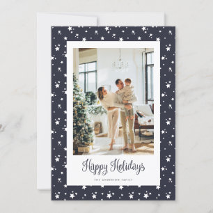 Cartes Pour Fêtes Annuelles Starry Night Blue Photo Happy Holidays Card