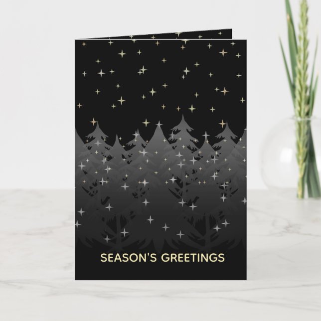 Cartes Pour Fêtes Annuelles Starry Night Sky Christmas Eve Trees Silver Gold (Devant)