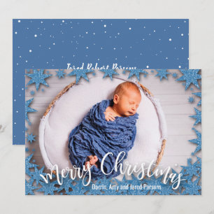 Cartes Pour Fêtes Annuelles Stars Joyeux Noël Photo Annonces de naissance