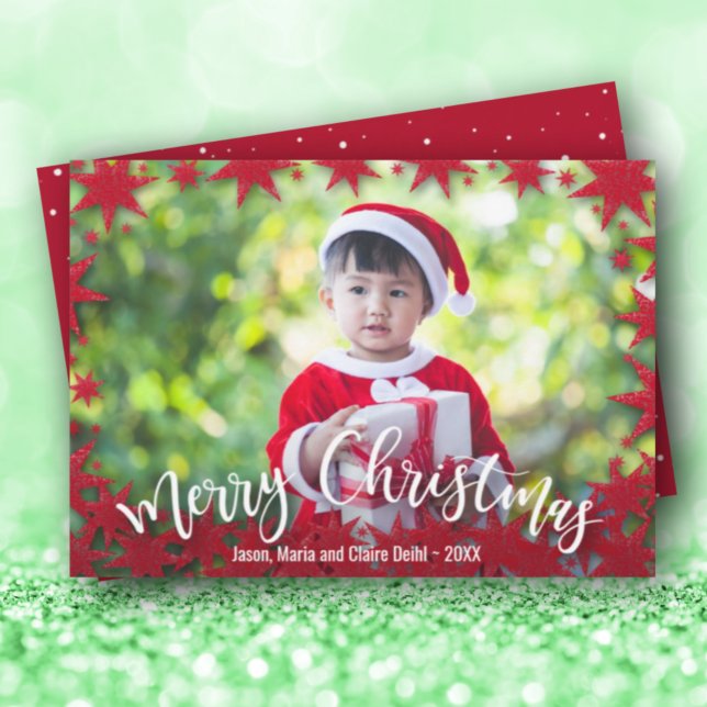 Cartes Pour Fêtes Annuelles Stars Joyeux script de Noël Photo (Créateur téléchargé)