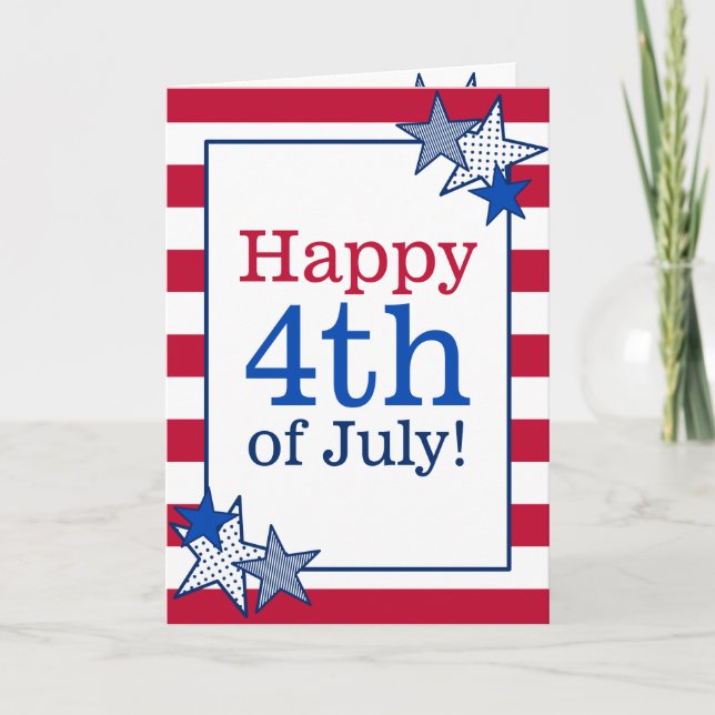 Cartes Pour Fêtes Annuelles Stars Stripes Patriotique 4 juillet Typographie (Devant)