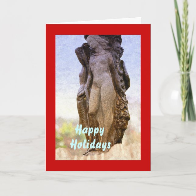 Cartes Pour Fêtes Annuelles Statue Angélique, Joyeuses Fêtes, Noël (Devant)