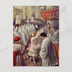 Cartes Pour Fêtes Annuelles Ste Thérèse jetant des roses Corpus Domini Beaux-A
