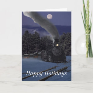 Cartes Pour Fêtes Annuelles Steam Engine 481 on Christmas Night