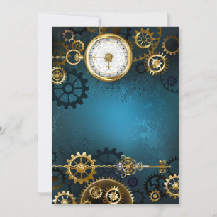 Cartes Pour Fêtes Annuelles Steampunk Arrière - plan turquoise avec Gears