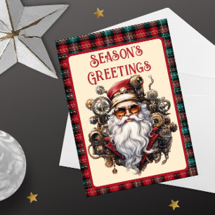 Cartes Pour Fêtes Annuelles Steampunk Hipster Père Noël