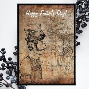 Cartes Pour Fêtes Annuelles Steampunk Inventor Goggère une Fête des pères heur