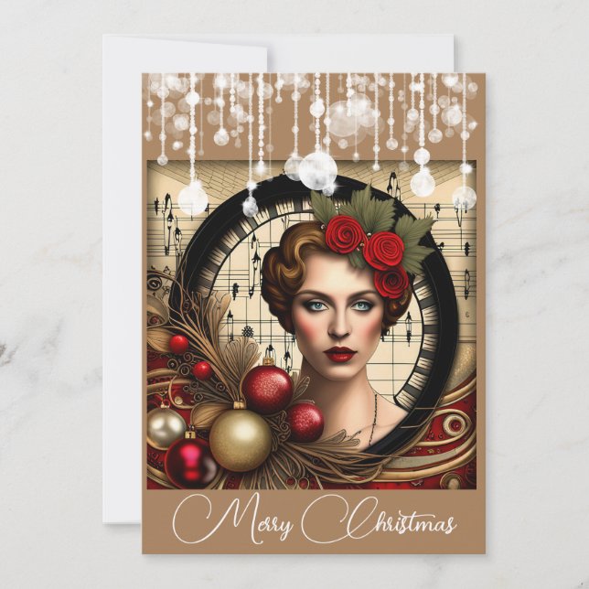 Cartes Pour Fêtes Annuelles Steampunk Lady Noël (Devant)