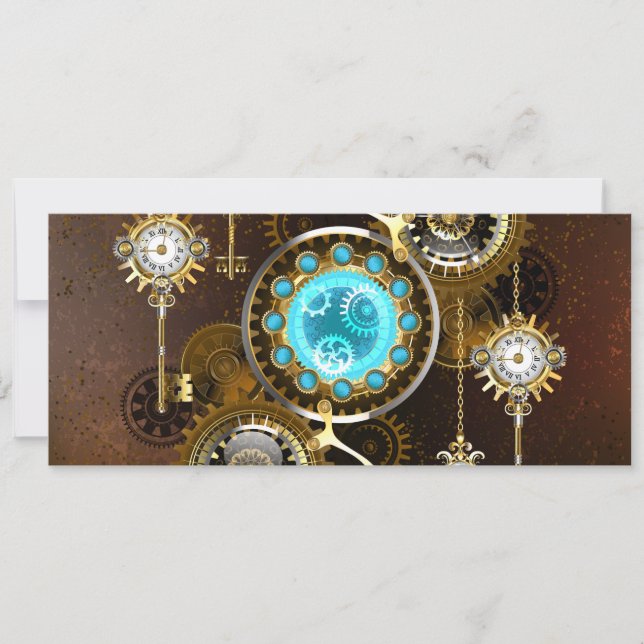 Cartes Pour Fêtes Annuelles Steampunk Rusty Background (Devant)